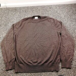 Asket Sweater Merino Wool Crewneck Pullover Brown Mens Large Short